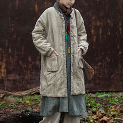 2024 Winter Handmade Tie-Dye Cotton Sandwich Thickened Quilted Cotton Jacket, Vintage Old Women's Long Cotton Coat 20241113