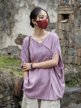 Summer Chinese loose cardigan, cotton linen washed frog long shirt 20250604