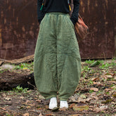 2024 winter women's new cotton linen thickened fried color lantern pants, vintage loose cotton tapered pants 20241114