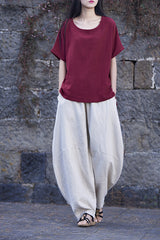 Vintage Linen pants,Tapered linen pants, linen yoga pants,loose linen pants,women linen pants,linen pants elastic waist