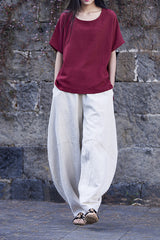 Vintage Linen pants,Tapered linen pants, linen yoga pants,loose linen pants,women linen pants,linen pants elastic waist