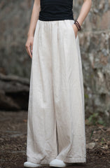 Linen Wide leg pants, summer elastic waist cotton linen pants,vintage loose cotton linen pants, women's summer linen pants