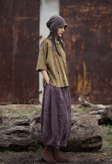 Linen harem ankle pants, vintage stonewashed linen ankle pants, loose cotton linen turnip pants, elastic waist casual linen pants