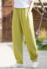 Women linen trousers,,Summer linen pants,vintage linen pants, linen cotton casual pants,elastic waist linen pants