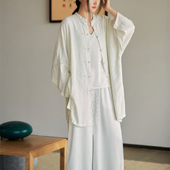 Summer linen long -sleeved shirt Plus size, retro loose cotton linen Oversize Top, Chinese cotton long -sleeved blouse