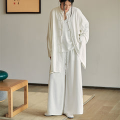 Summer linen long -sleeved shirt Plus size, retro loose cotton linen Oversize Top, Chinese cotton long -sleeved blouse