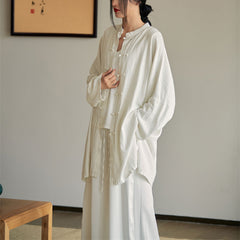 Summer linen long -sleeved shirt Plus size, retro loose cotton linen Oversize Top, Chinese cotton long -sleeved blouse