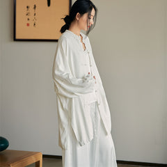 Summer linen long -sleeved shirt Plus size, retro loose cotton linen Oversize Top, Chinese cotton long -sleeved blouse