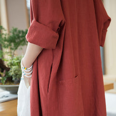 Loose cotton linen shirt, vintage casual cotton linen washed shirt