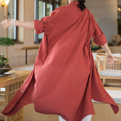 Loose cotton linen shirt, vintage casual cotton linen washed shirt