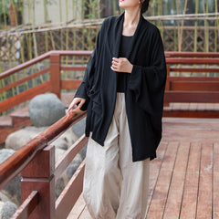 Vintage linen kimono, Chinese linen jacket Plus size