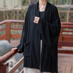 Vintage linen kimono, Chinese linen jacket Plus size