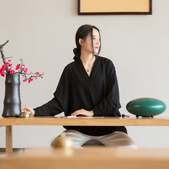 V-Neck Cotton Linen Shirt, Loose Casual Shirt