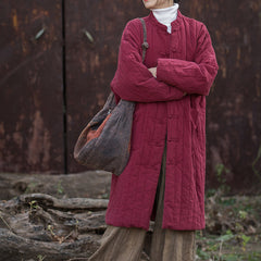 Vintage Linen Coat,Chinese Frog Button Cotton Linen Winter Jacket