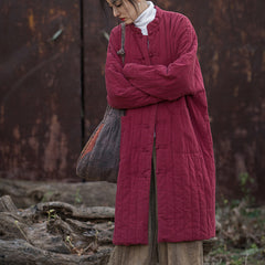 Vintage Linen Coat,Chinese Frog Button Cotton Linen Winter Jacket