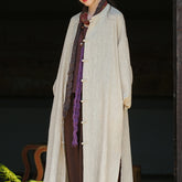 Loose Standing Collar Linen Long Shirt, Vintage Chinese Linen Shirt Plus size