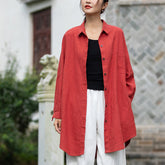 Loose casual linen long shirt, summer cotton shirt