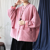 Women's corduroy jacket,Vintage Chinese frog button cotton jacket