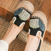 Embroidered Pumpkin Cotton Linen Shoes,Vintage Casual Shoes,Women's Handmade Loafers