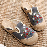 Casual Cotton Linen shoes,Vintage Summer Flower Embroidery Slippers,Vintage Handmade Cotton Linen Slippers