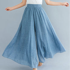 Summer cotton elasticated waist wide leg pants.