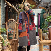 Vintage patchwork jacket, Chinese printed cotton and linen coat