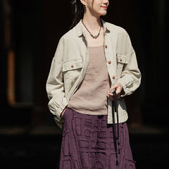 Long-sleeved cotton shirt, summer casual loose cotton shirt 20250328