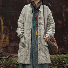 2024 Winter Handmade Tie-Dye Cotton Sandwich Thickened Quilted Cotton Jacket, Vintage Old Women's Long Cotton Coat 20241113