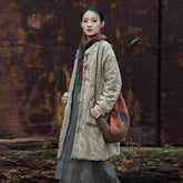 2024 Winter Handmade Tie-Dye Cotton Sandwich Thickened Quilted Cotton Jacket, Vintage Old Women's Long Cotton Coat 20241113