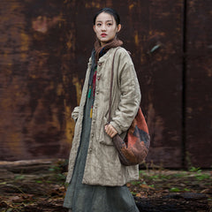 2024 Winter Handmade Tie-Dye Cotton Sandwich Thickened Quilted Cotton Jacket, Vintage Old Women's Long Cotton Coat 20241113