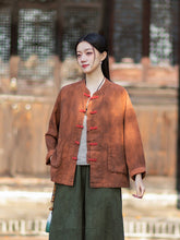 2026 Spring New Arrival: Vintage-inspired, distressed, sand-washed asymmetrical top; niche-style patchwork V-neck cotton-linen button-down cardigan