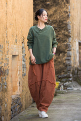 Long Sleeve Standing Collar Cotton Linen Frog Button Shirt, Vintage Chinese Casual Shirt 20250604