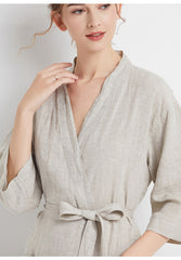 100% linen robe, linen pajamas, loose comfortable linen pajamas 20250313