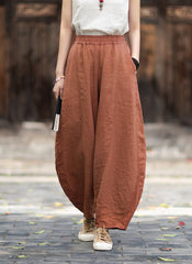 Women's Cotton-Linen Artistic Retro Loose Ramie Skirt-Pants – Versatile Relaxed-Fit Wide-Leg Pants with Elastic Waist – 20260511