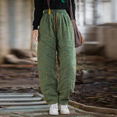 2024 Winter Thickened Printed Quilted Warm Cotton Linen Pants, Vintage Loose Cotton Linen Tapered Pants 20241114