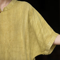 Original modified qipao dress, handmade tie-dye loose tea dress Chinese stand-up collar slant lapel dress 20240714