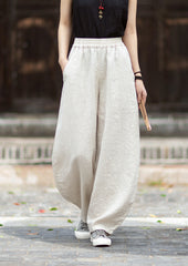 Summer Loose-Fit Zen-Inspired Boho Retro Elastic Waist Slimming Drapey Casual Pants Linen Bell-Bottom Pants 20260511