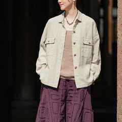 Long-sleeved cotton shirt, summer casual loose cotton shirt 20250328