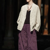 Vintage Chinese Standing Collar Frog Button Cotton Linen Shirt, Casual Loose Cotton Linen Kimono 20250328