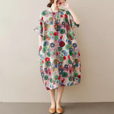 Special discounts Summer Short Sleeve Loose Floral Dresses,oversize dresses