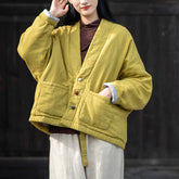 Loose Casual Linen Jacket, Vintage Chinese Standing Collar Frog Button Cotton Jacket