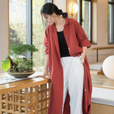 Loose cotton linen shirt, vintage casual cotton linen washed shirt