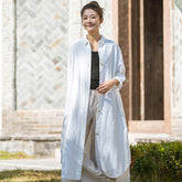Summer loose casual linen shirt, vintage Chinese cotton shirt