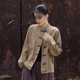 Long Sleeve Cotton Linen Frog Button Shirt, Vintage Chinese Cotton Linen Casual Shirt