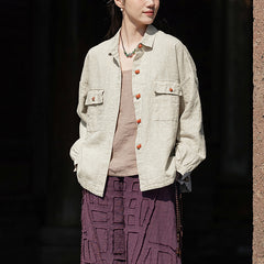 Long-sleeved cotton shirt, summer casual loose cotton shirt 20250328