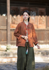2026 Spring New Arrival: Vintage-inspired, distressed, sand-washed asymmetrical top; niche-style patchwork V-neck cotton-linen button-down cardigan