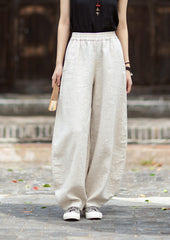 Summer Loose-Fit Zen-Inspired Boho Retro Elastic Waist Slimming Drapey Casual Pants Linen Bell-Bottom Pants 20260511