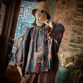 Printed linen shirt,vintage washed linen shirt,casual linen shirt plus size