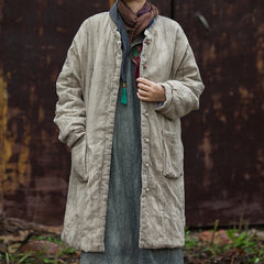 2024 Winter Handmade Tie-Dye Cotton Sandwich Thickened Quilted Cotton Jacket, Vintage Old Women's Long Cotton Coat 20241113