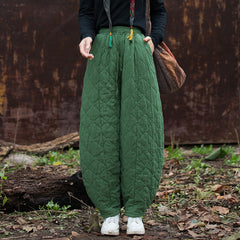 2024 Winter Thickened Diamond Quilted Warm Cotton Linen Pants, Vintage Loose Cotton Linen Tapered Pants 20241114